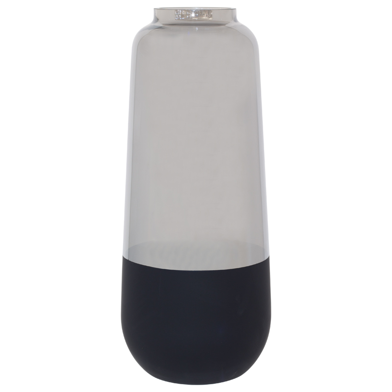 SILVER/BLACK VASE 40CM