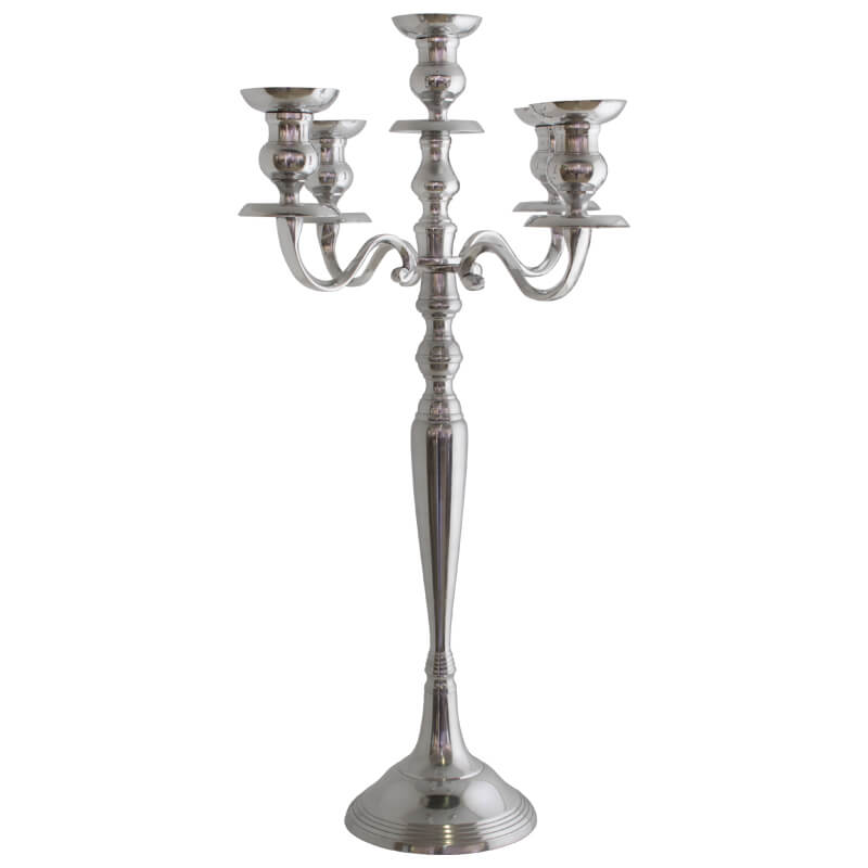 5 ARMS CANDELABRA 70cm SILVER