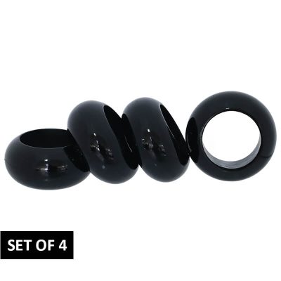 NAPKIN HOLDER SHINY BLACK SET/4