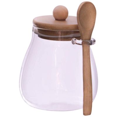 JAM JAR WITH LID AND SPOON 10CM