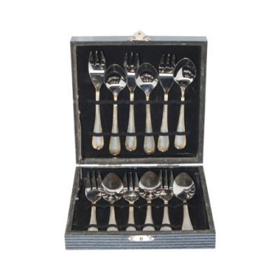 GOLD TRIM 12pc CAKE FORK/SPOON ST