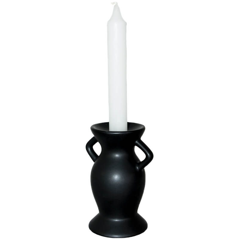 BLACK HANDLED CANDLE HOLDER 13CM - Image 2