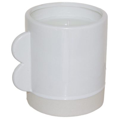 CANDLE HOLDER WHITE WITH WAX 11CM