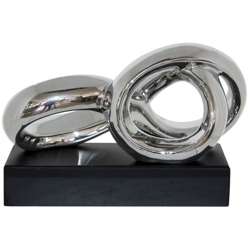 SILVER TWIST SCULPTURE BLK BASE - Image 3