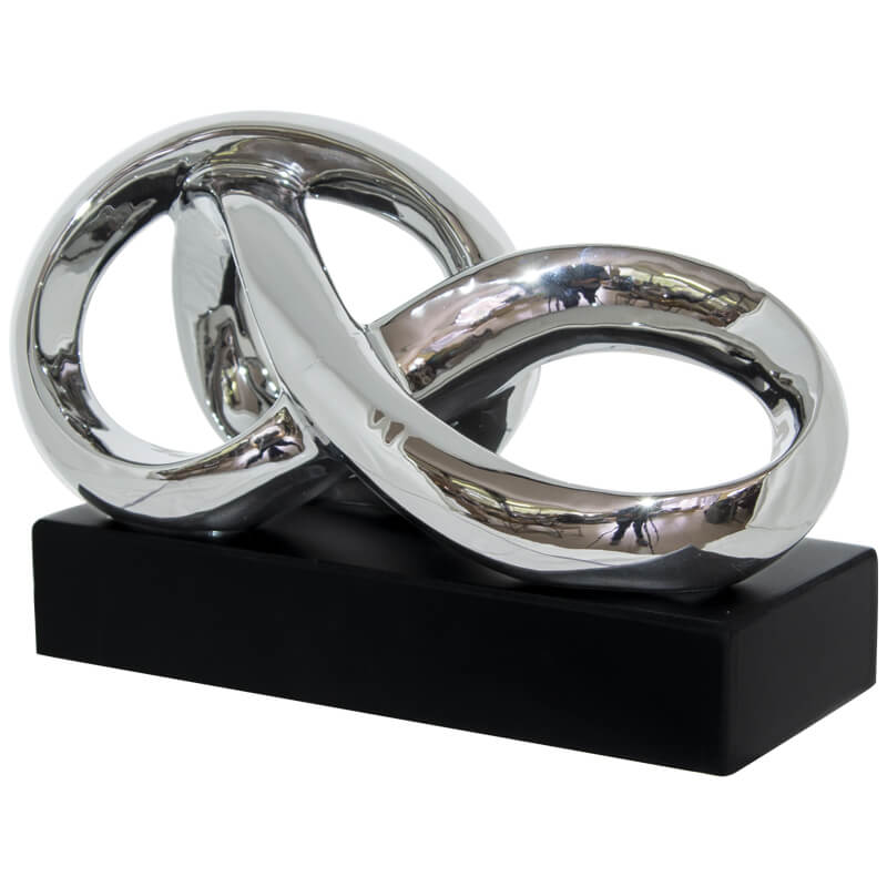 SILVER TWIST SCULPTURE BLK BASE - Image 2