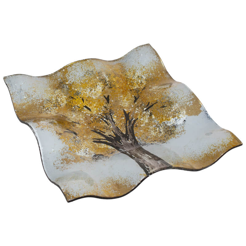 Gold Tree Plate YELLOW TREE PLATE 21X21CM – Transnatal