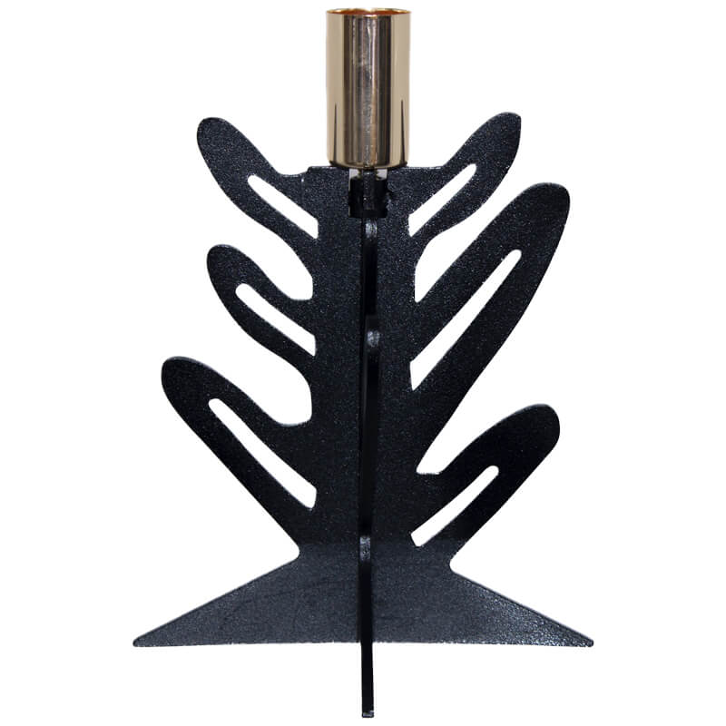 BLACK/GOLD FERN CANDLE HOLDER 17C - Image 2