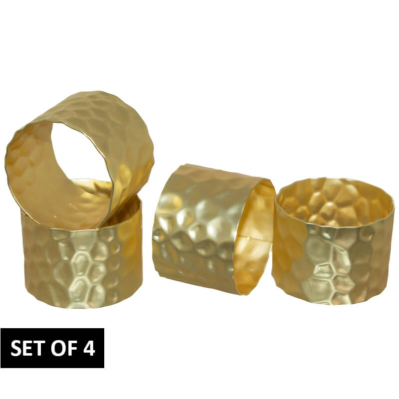 MATT GOLD HAM. NAPKIN RING SET/4