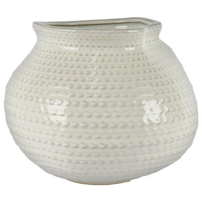 WHITE WEAVE VASE 20X24CM