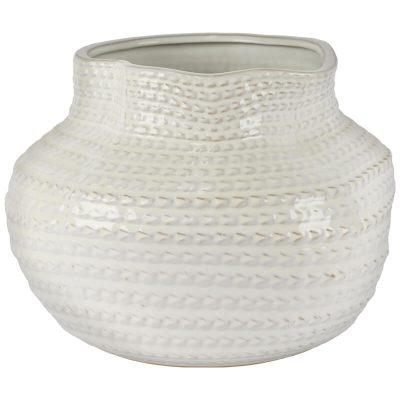 WHITE WEAVE VASE 23X32CM