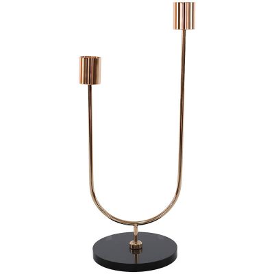GOLD CRYSTAL TWIN C/HOLDER 30CM