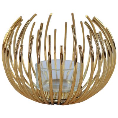 GOLD PIN CUSHION VOTIVE 9CM