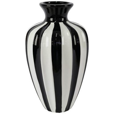 BLACK/WHITE STRIPE VASE 35CM