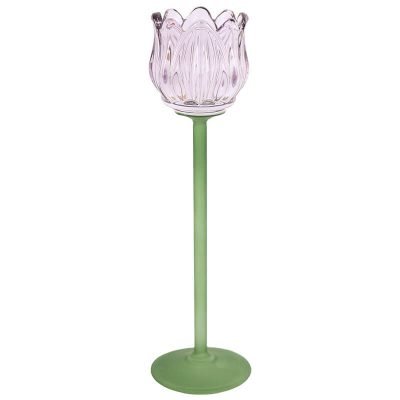 PURPLE TULIP CANDLE HOLDER 27CM