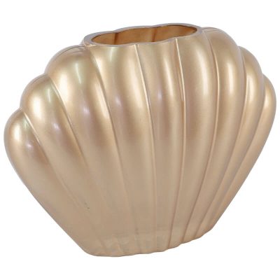 SHELL VASE 17CM METALIC OLD GOLD