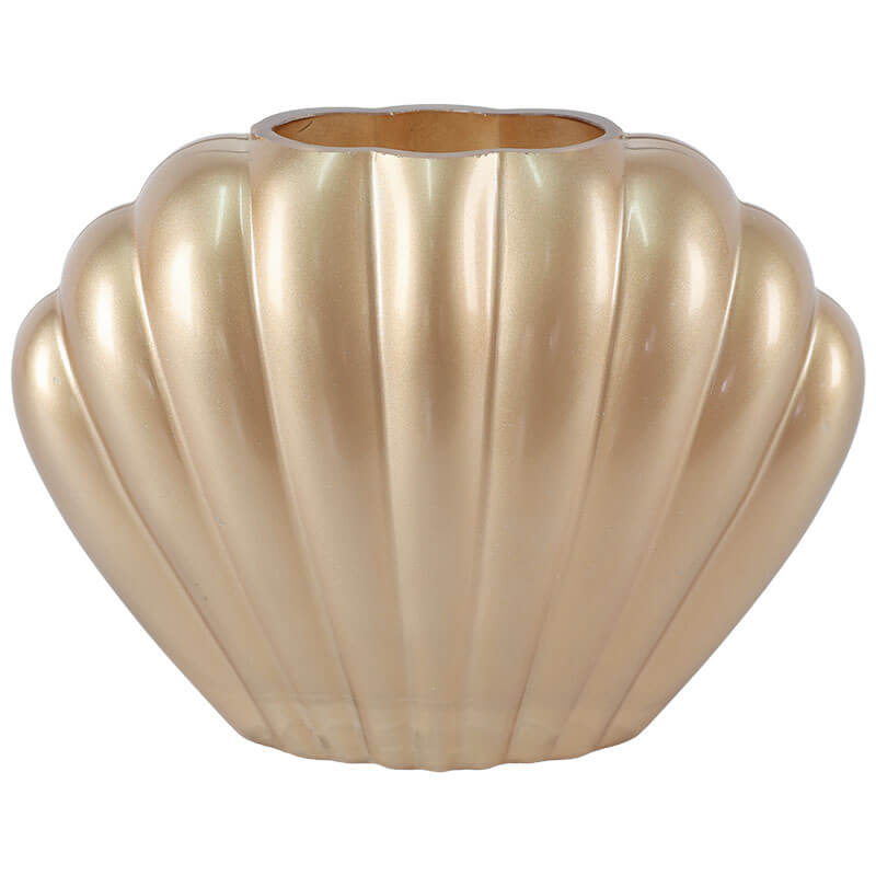 SHELL VASE 17CM METALIC OLD GOLD - Image 3