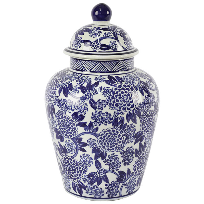 BLUE FLORAL GINGER JAR 35X21CM