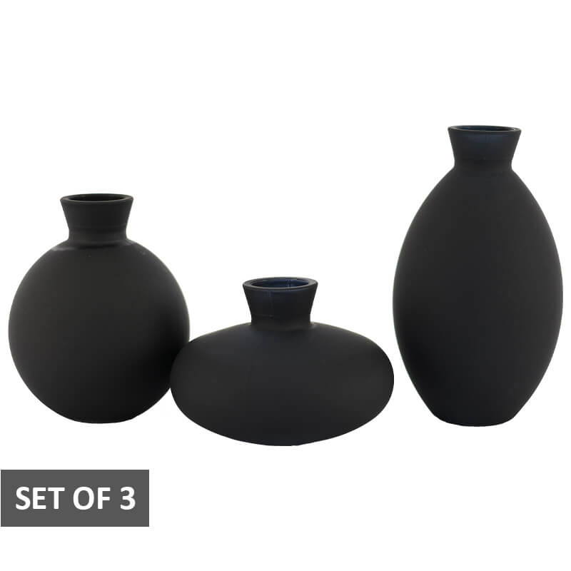BUD VASE MATT BLACK SET/3 12/9/6