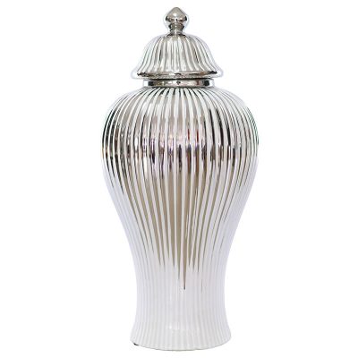 SILVER/WHITE JAR/LID 41CM