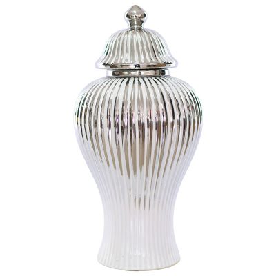 SILVER/WHITE JAR/LID 35CM
