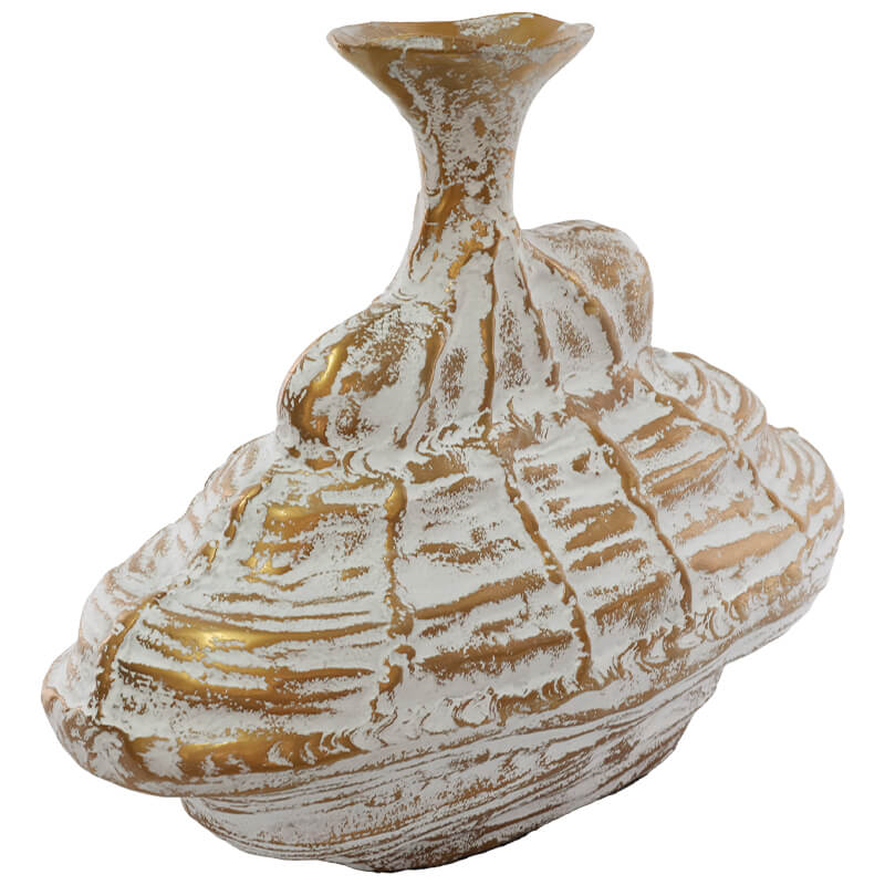 VASE OVAL GOLD/WHITE WASH - Image 2