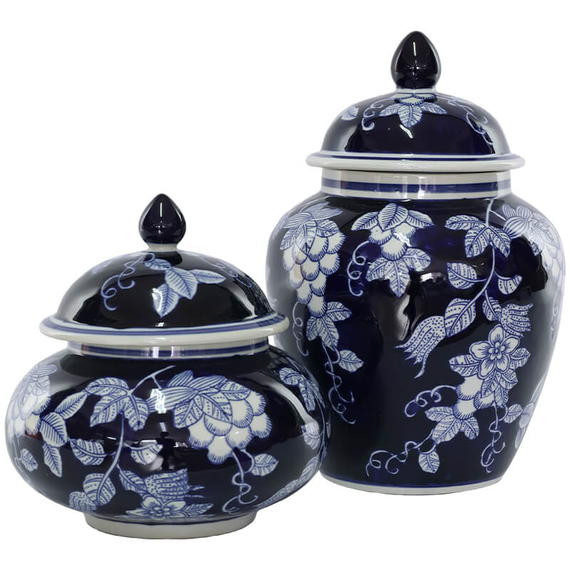 BLUE WHITE JAR/LID 30CM - Image 2