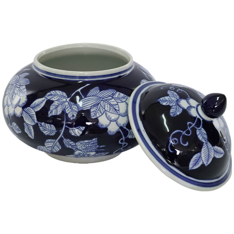 BLUE WHITE JAR/LID 19CM - Image 2