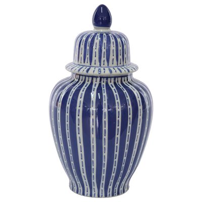 BLUE STRIPE JAR/LID 26CM