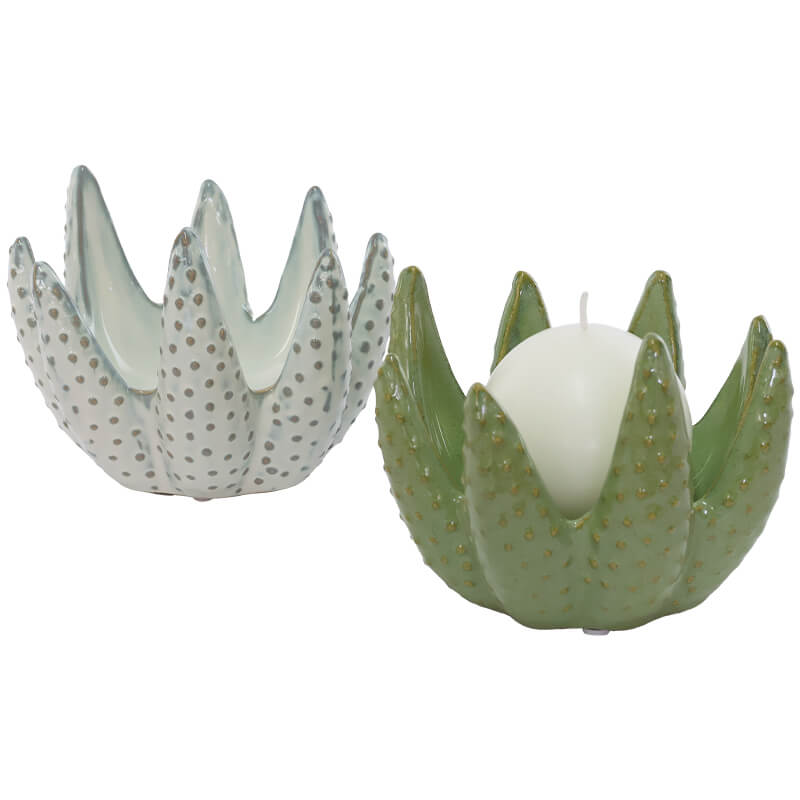ALOE WHITE CANDLE HOLDER 16X15X13 - Image 2