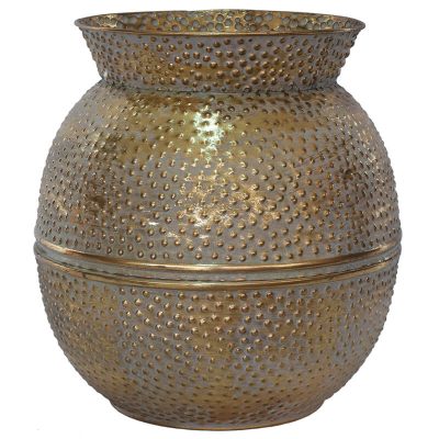 DOTTED GOLD METAL VASE 31CM