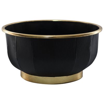 BLACK/GOLD LINE VASE 39X20CM