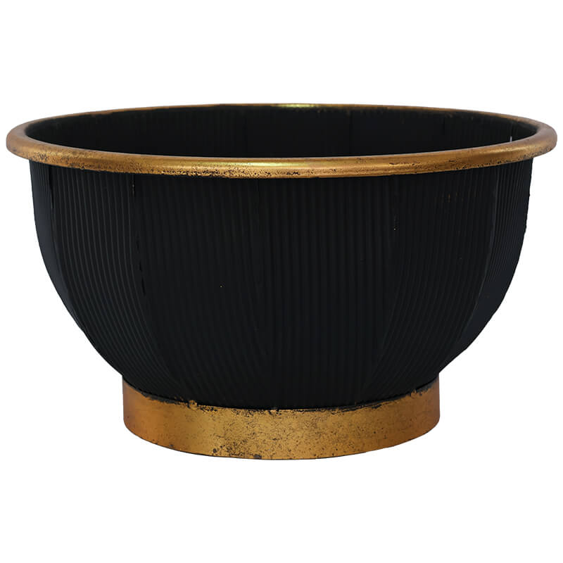 BLACK/GOLD LINE VASE 34X18CM
