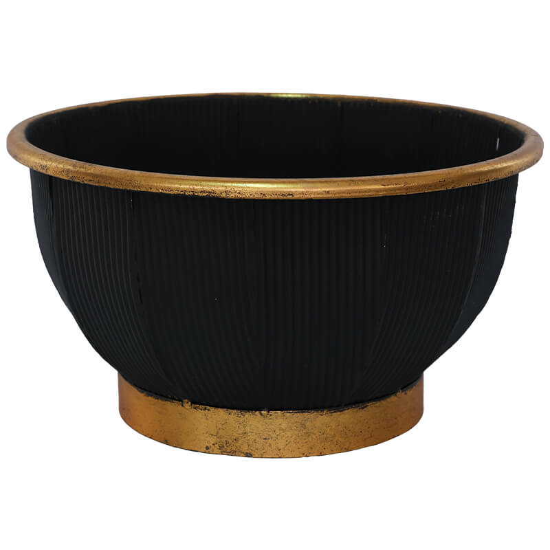 BLACK/GOLD LINE VASE 28X16CM