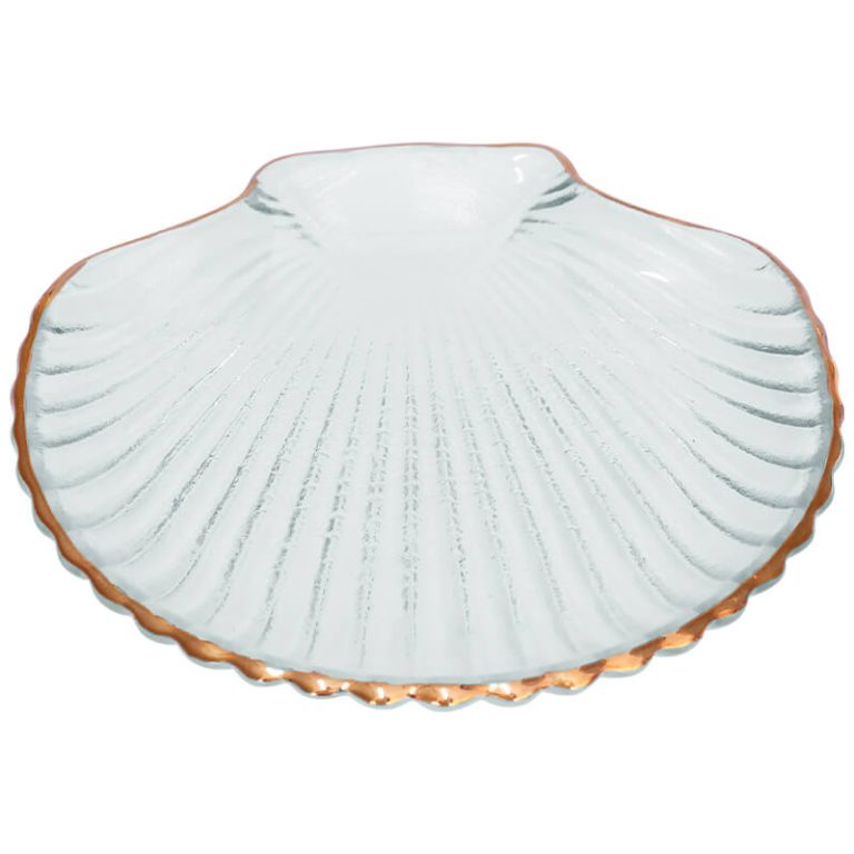 Shell Gold Rim SHELL SHAPED DECO PLATE GOLD RIM 14CM – Transnatal