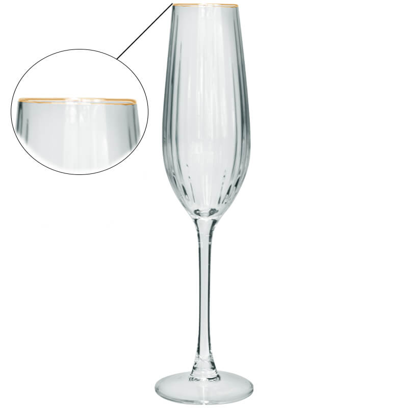 OLIVER GOLD RIM FLUTE 240ML - Image 2
