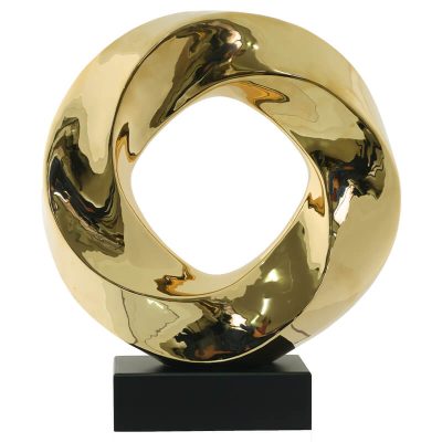 GOLD SCULPTURE BLACK BASE 36CM