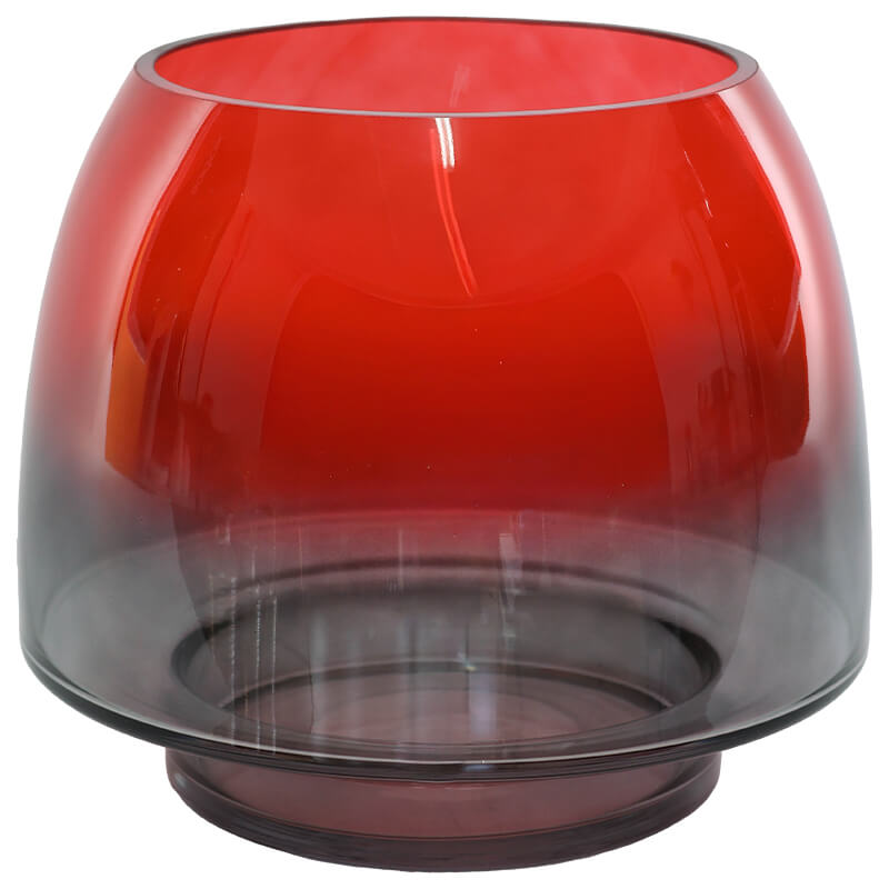 RED/GREY OMBRE VASE/HURRICANE 22CM