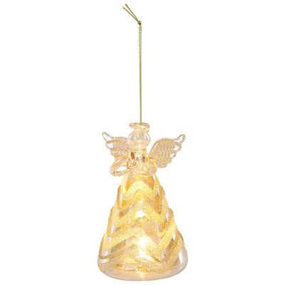 CRYSTAL ANGEL GOLD 12X7CM WITH LED