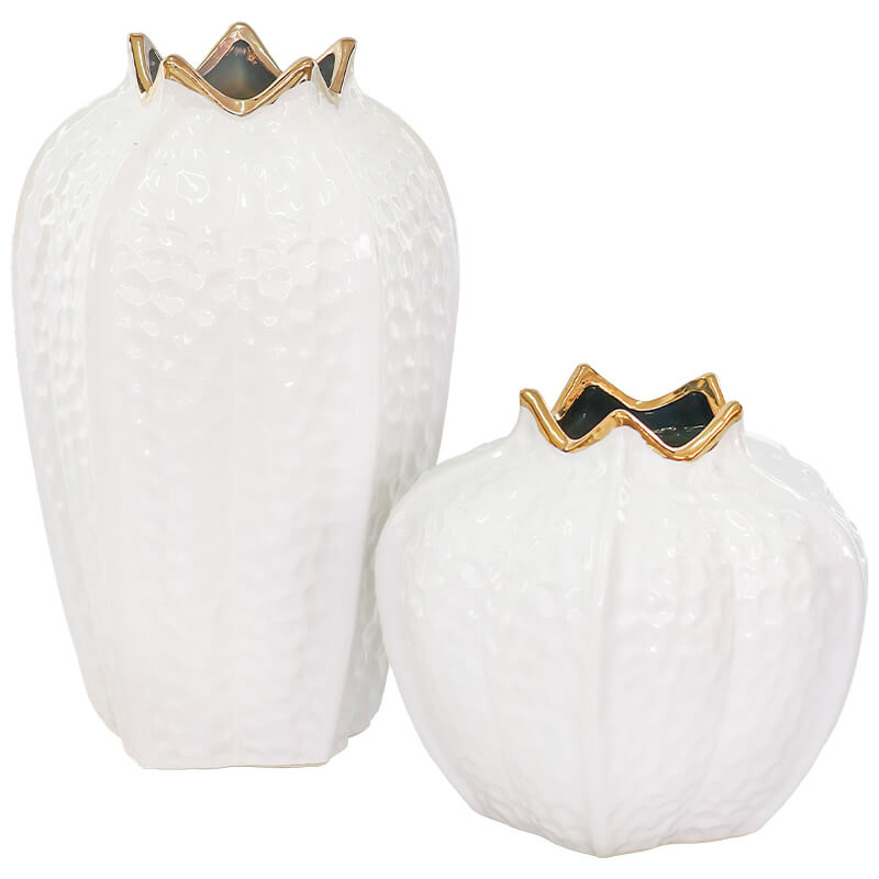 GOLD/WHITE POMEGRANATE VASE 38CM - Image 3