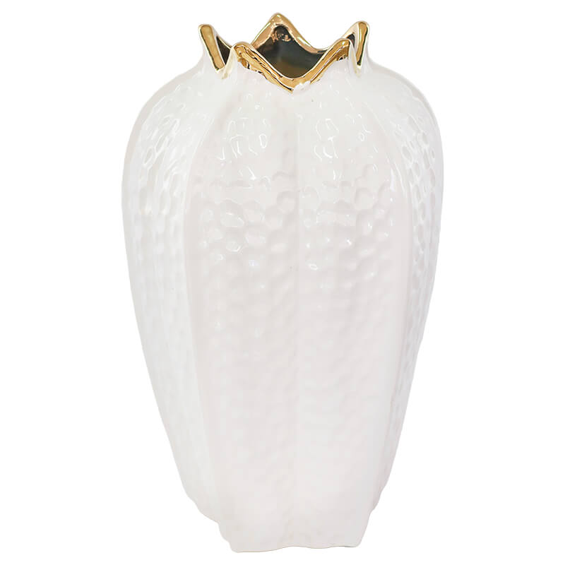 GOLD/WHITE POMEGRANATE VASE 38CM - Image 2