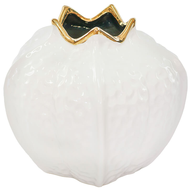 GOLD/WHITE POMEGRANATE VASE 18CM - Image 2