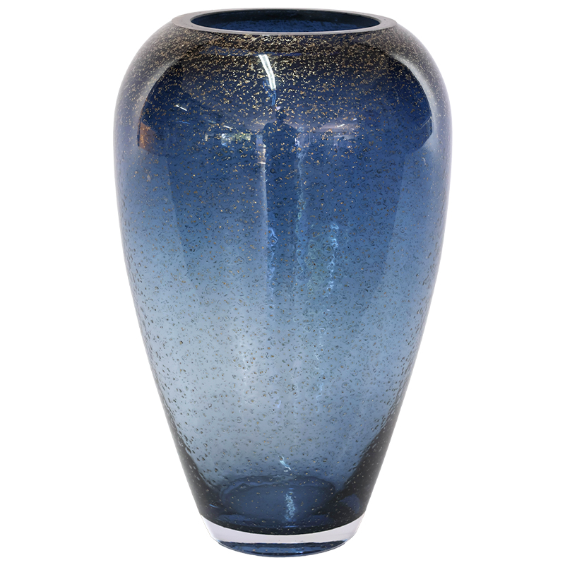 BLUE/GOLD FLECK VASE 24CM