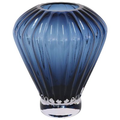 SKY BLUE RIBBED VASE 20CM