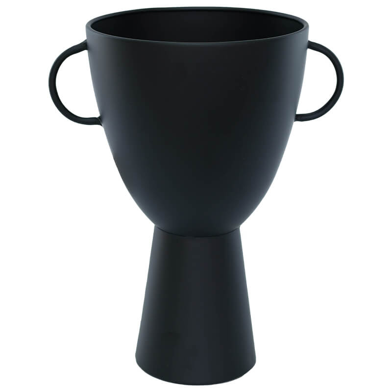 LEMBA FTD HANDLED VASE MATT BLACK 33CM