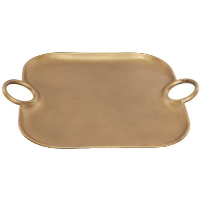 LOMBI MATT GOLD HANDLED TRAY 44X36CM