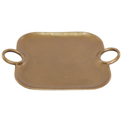 LOMBI MATT GOLD HANDLED TRAY 37X29CM