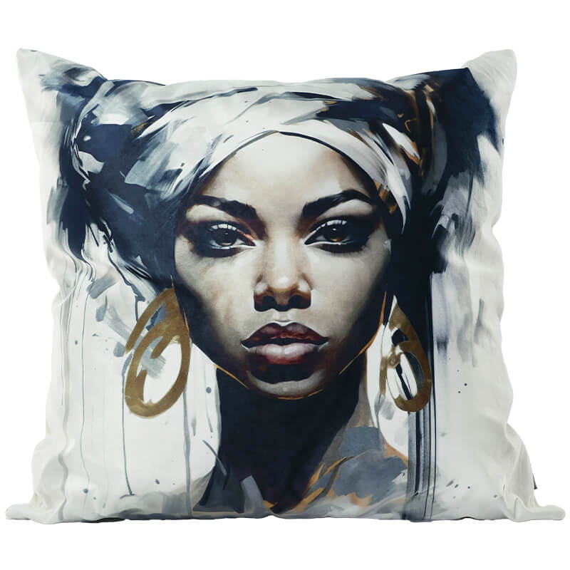SCATTER PRINT LADY FACE BLUE 60CM