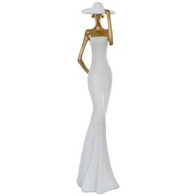 LADY WHITE DRESS HAND ON HAT 39CM