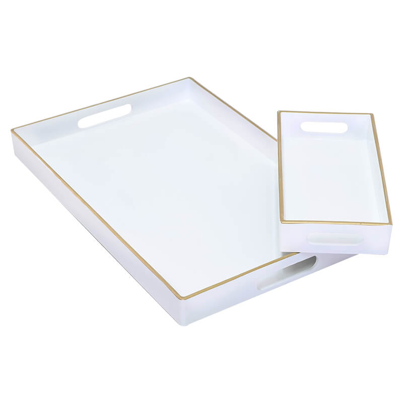 WHITE/GOLD RECT TRAY 40X26X4CM - Image 3