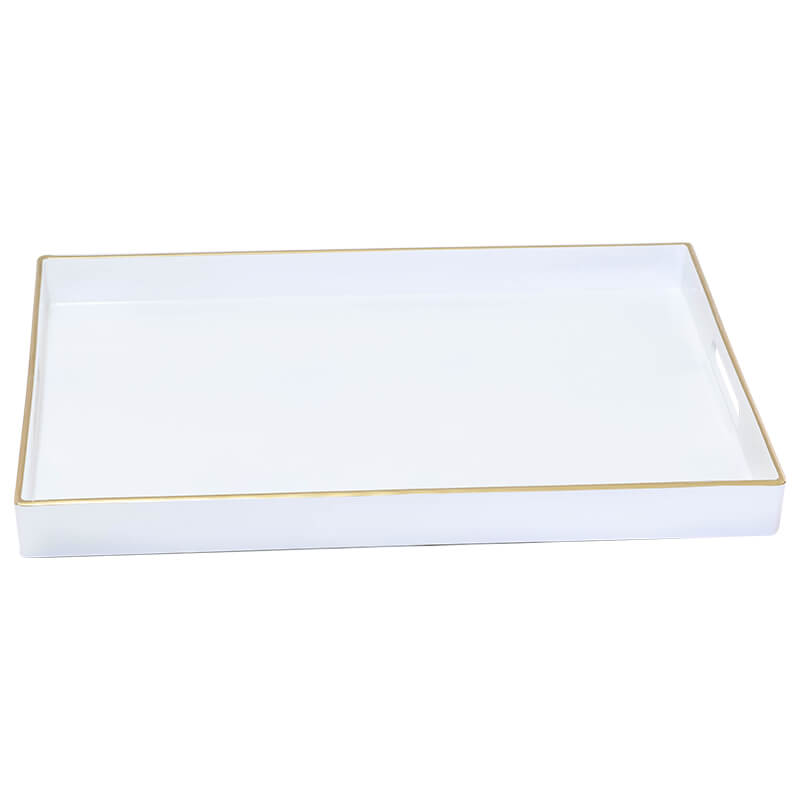 WHITE/GOLD RECT TRAY 40X26X4CM - Image 2